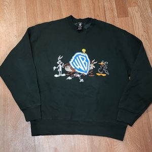 VINTAGE WARNER BROTHERS Green pull over sweatshirt Size L
